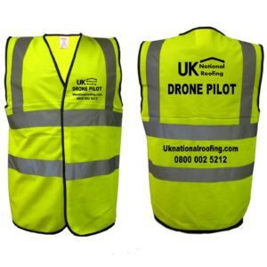 Drone Pilot Printed hi vis safety vests/waistcoats Customised UK National high visibility vest by wmsports